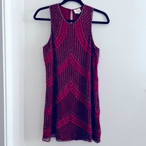 Parker Fuchsia Silk Beaded Dress